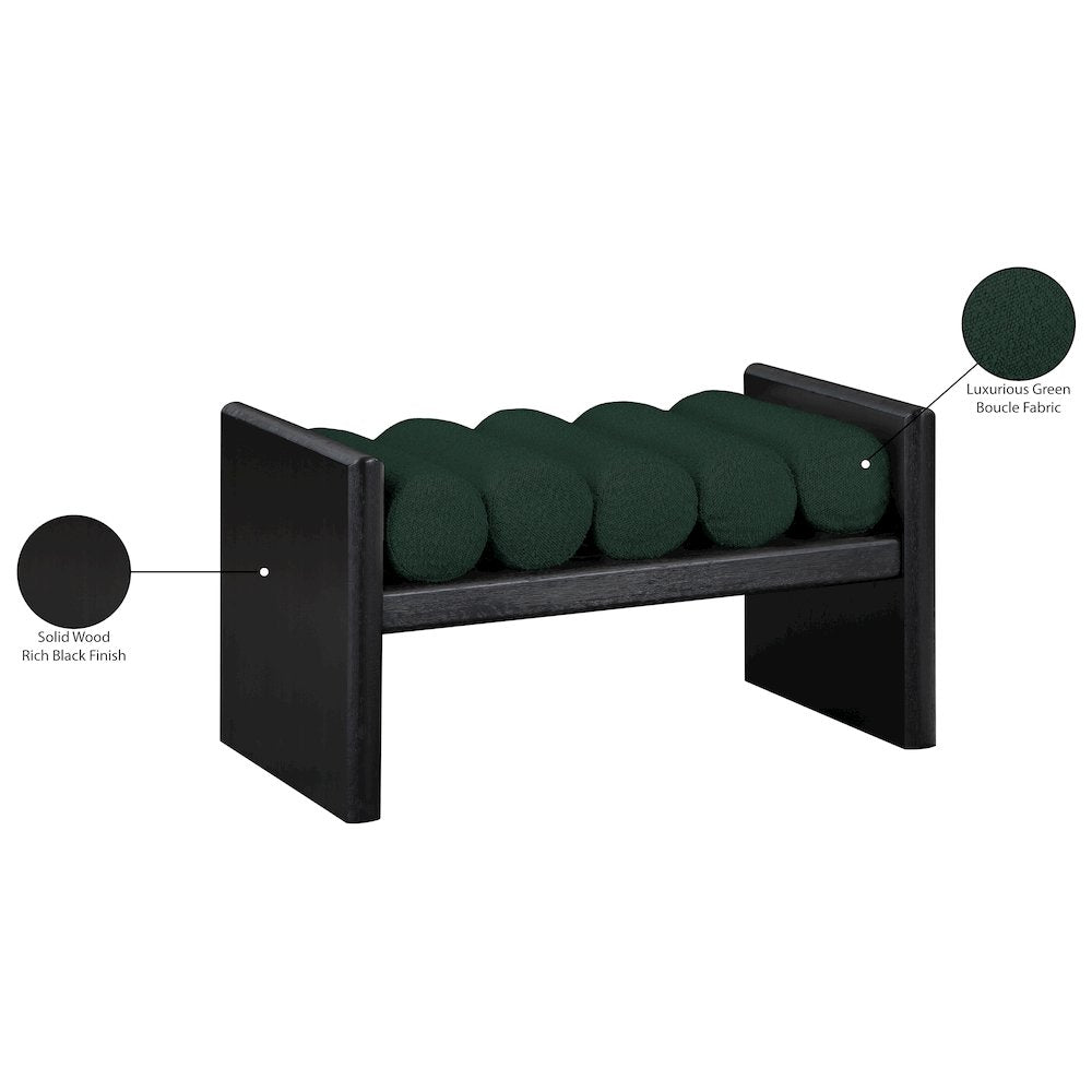 Waverly Green Boucle Fabric Bench