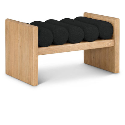 Waverly Black Boucle Fabric Bench