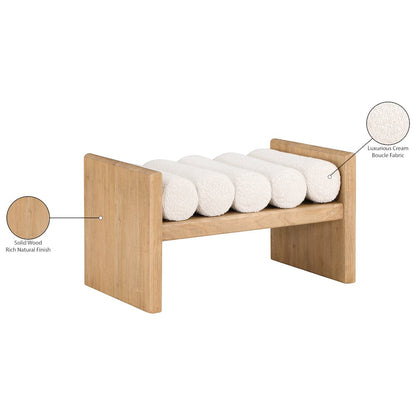 Waverly Cream Boucle Fabric Bench
