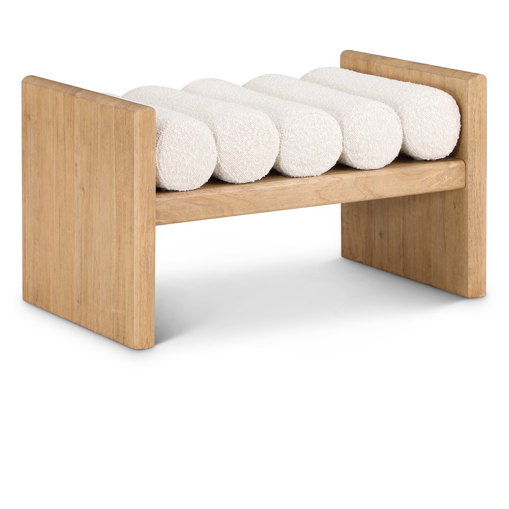 Waverly Cream Boucle Fabric Bench