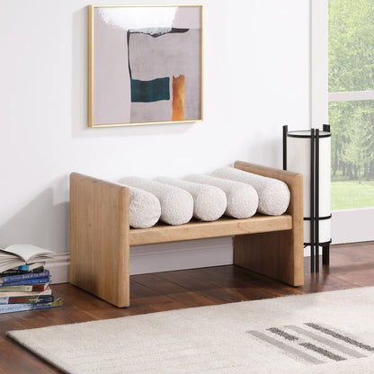 Waverly Cream Boucle Fabric Bench
