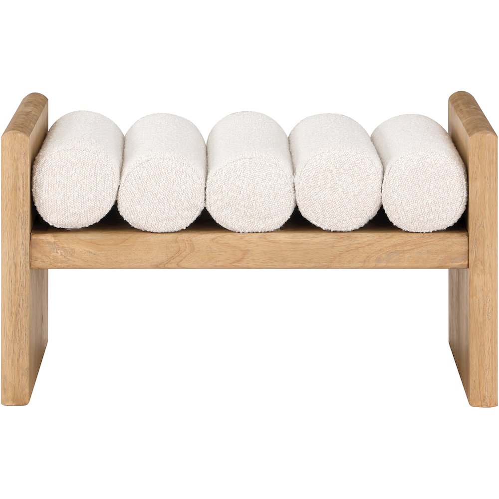 Waverly Cream Boucle Fabric Bench