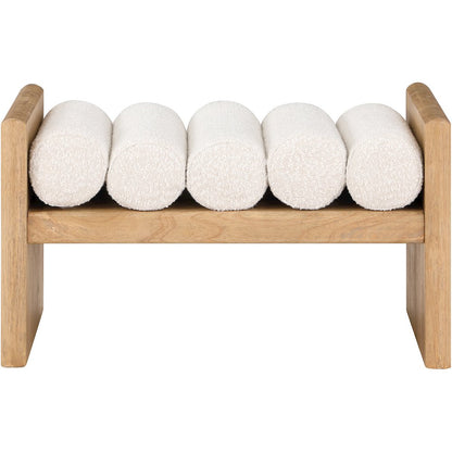 Waverly Cream Boucle Fabric Bench