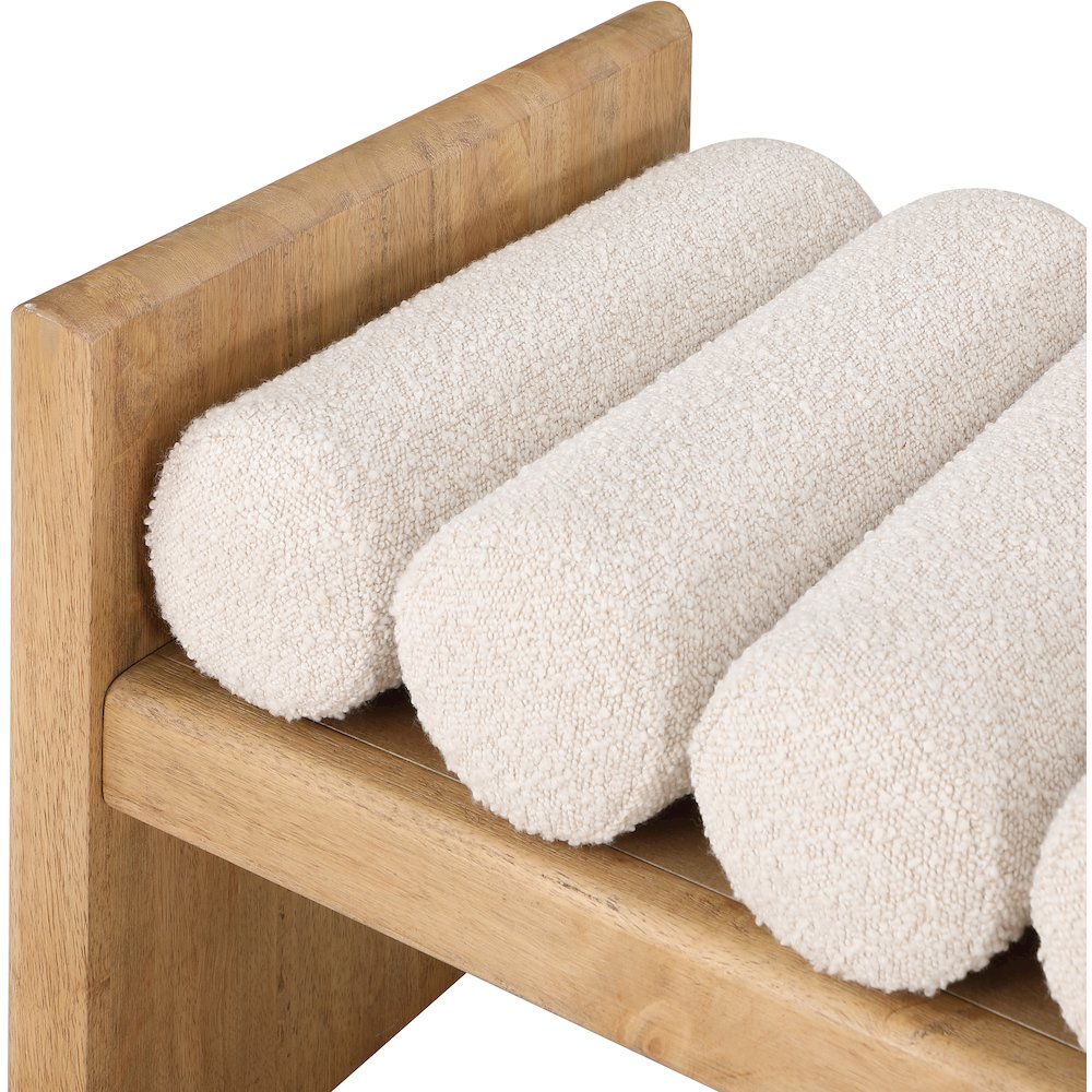 Waverly Cream Boucle Fabric Bench