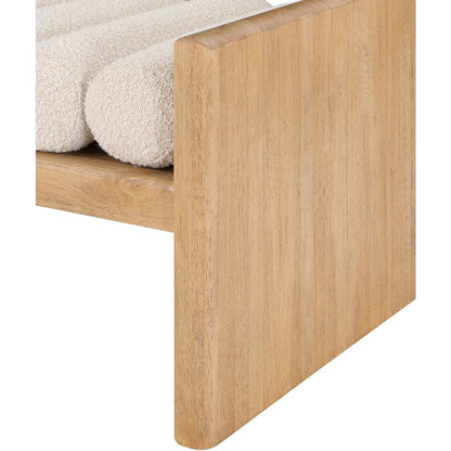 Waverly Cream Boucle Fabric Bench