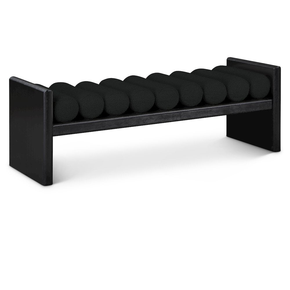 Waverly Black Boucle Fabric Bench