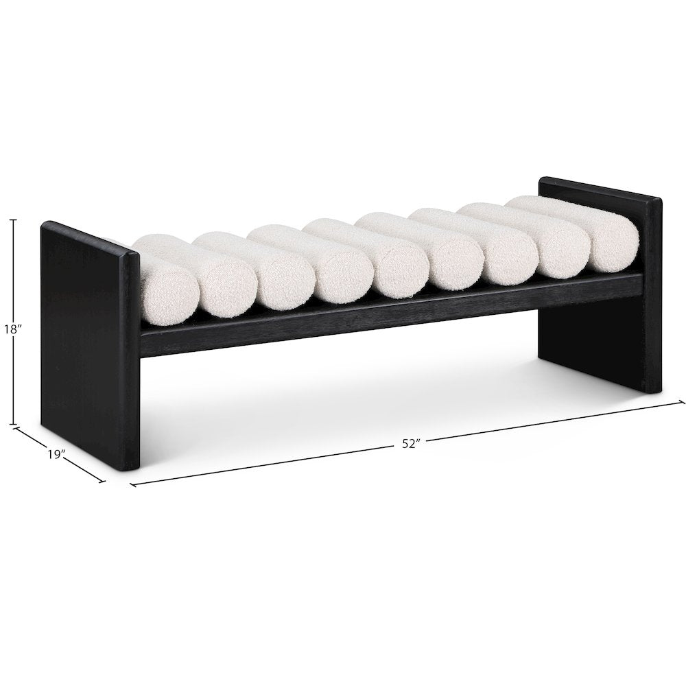 Waverly Cream Boucle Fabric Bench