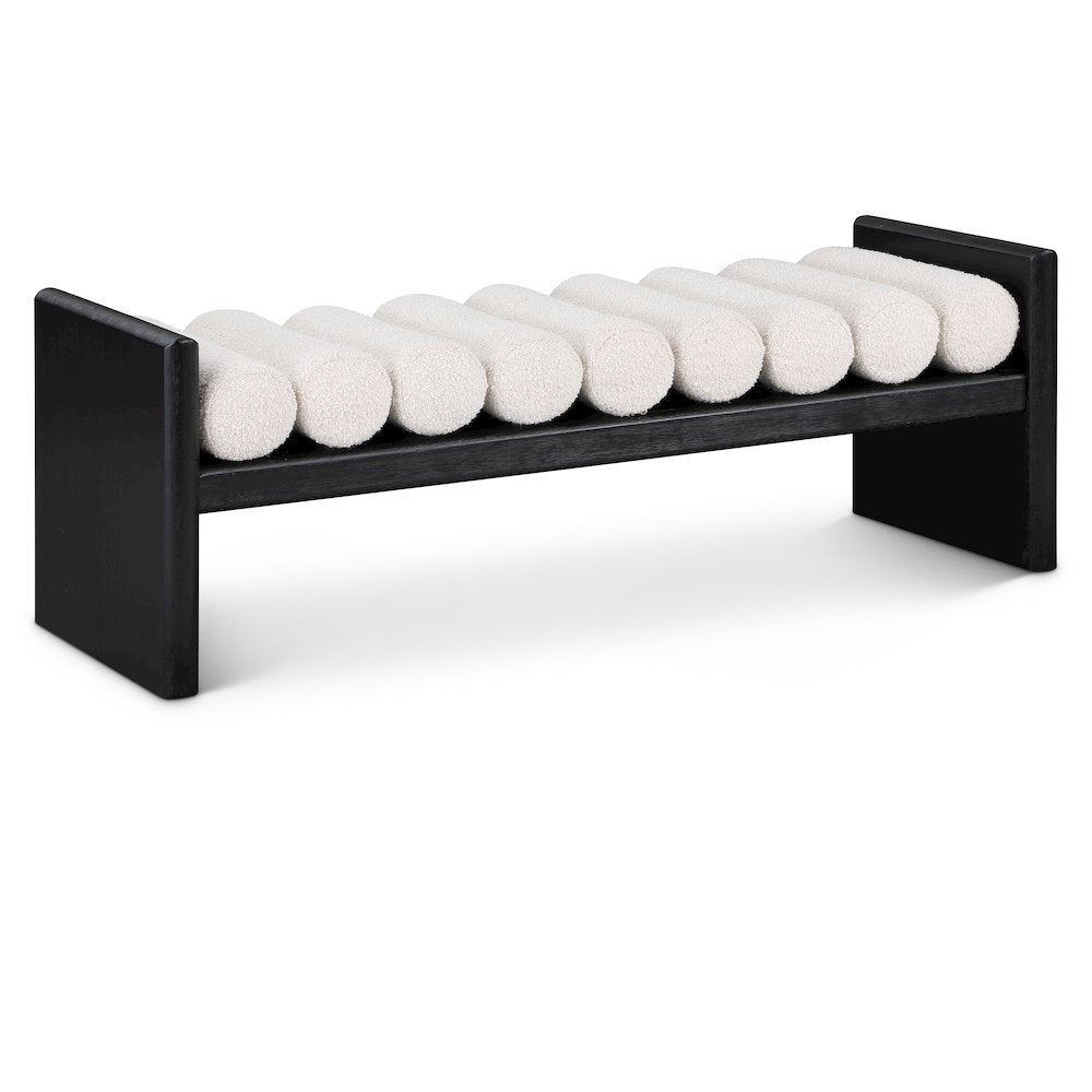 Waverly Cream Boucle Fabric Bench