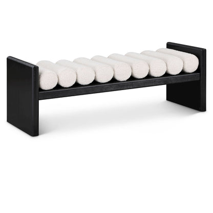 Waverly Cream Boucle Fabric Bench