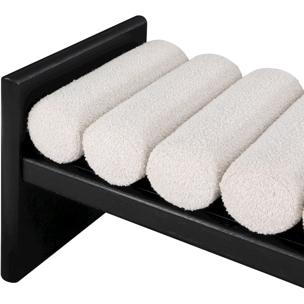 Waverly Cream Boucle Fabric Bench