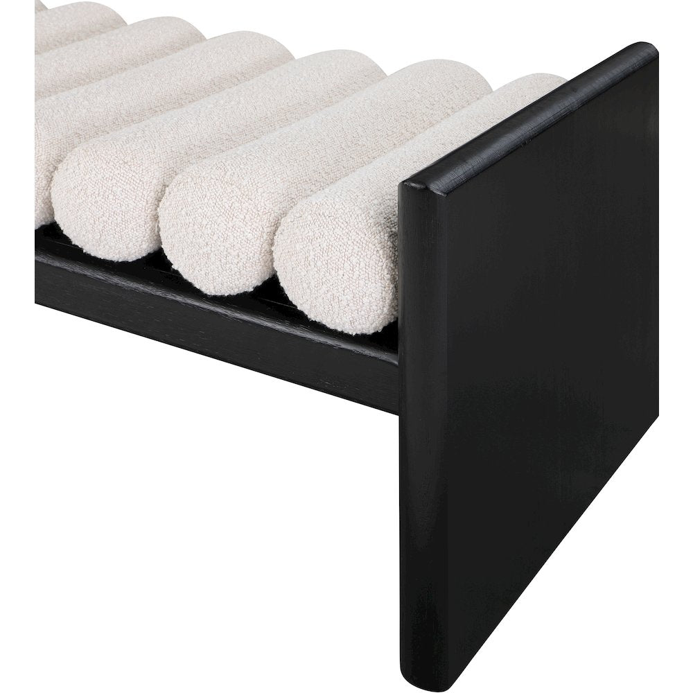 Waverly Cream Boucle Fabric Bench