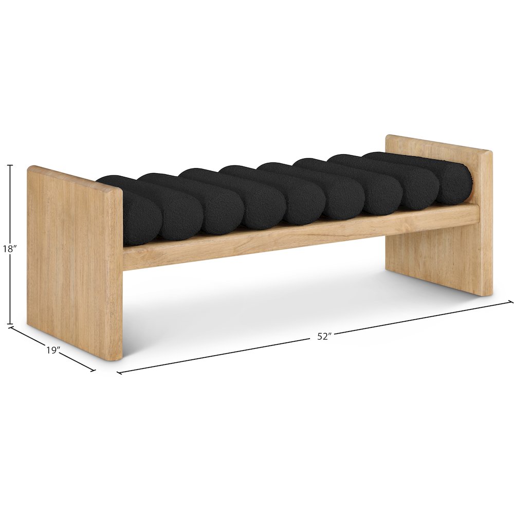 Waverly Black Boucle Fabric Bench