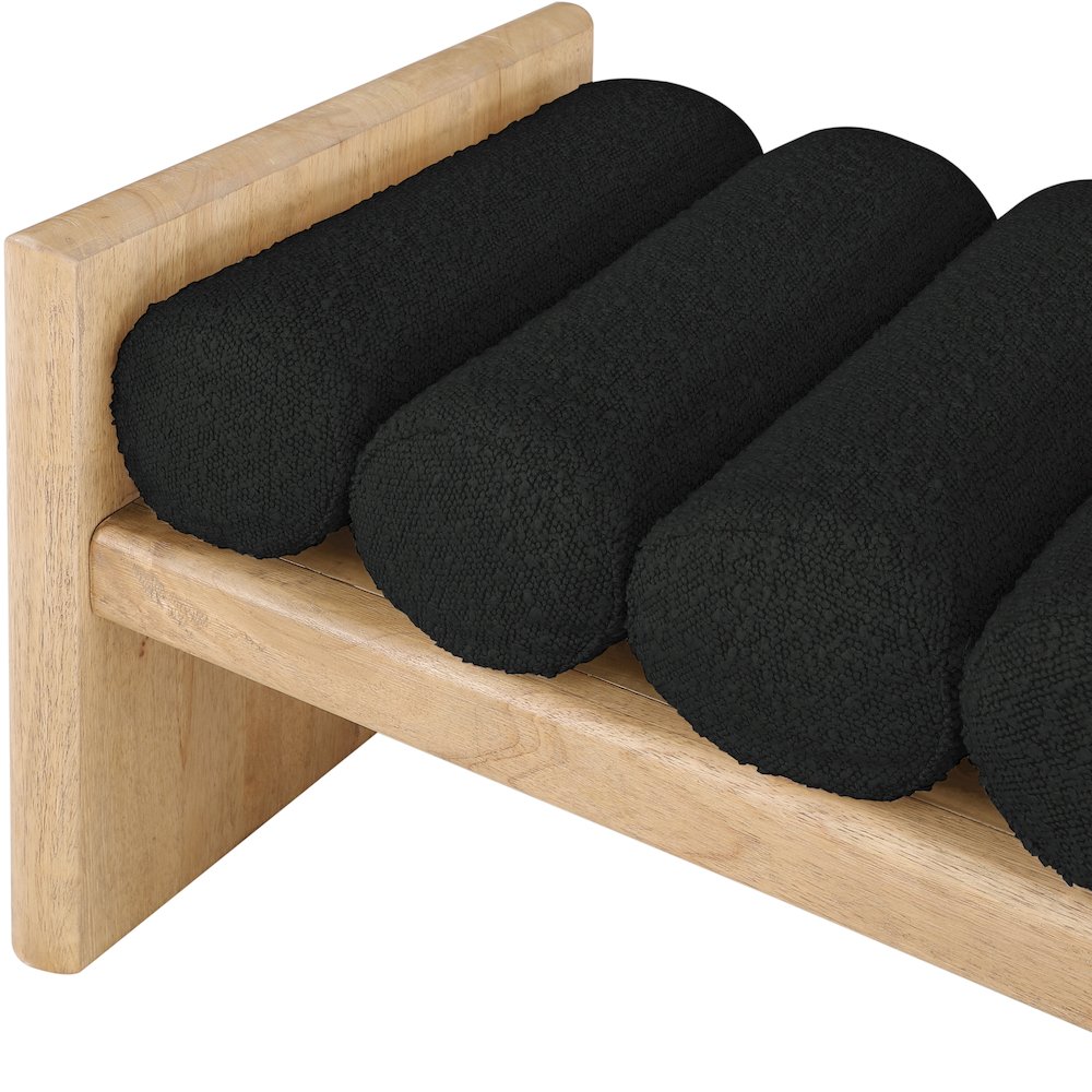 Waverly Black Boucle Fabric Bench