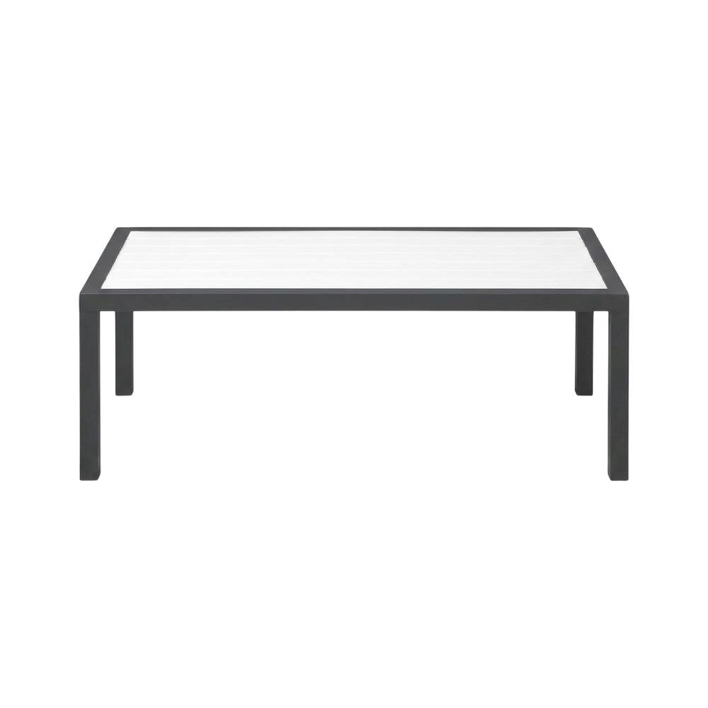 White Wood Look Accent Paneling Outdoor Patio Aluminum Coffee Table