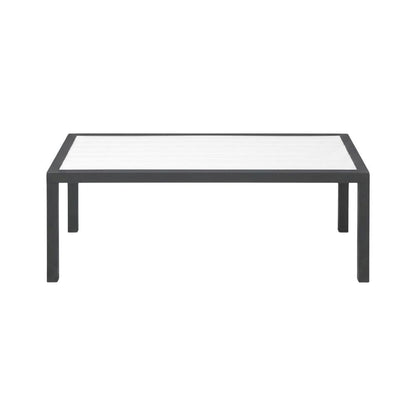 White Wood Look Accent Paneling Outdoor Patio Aluminum Coffee Table