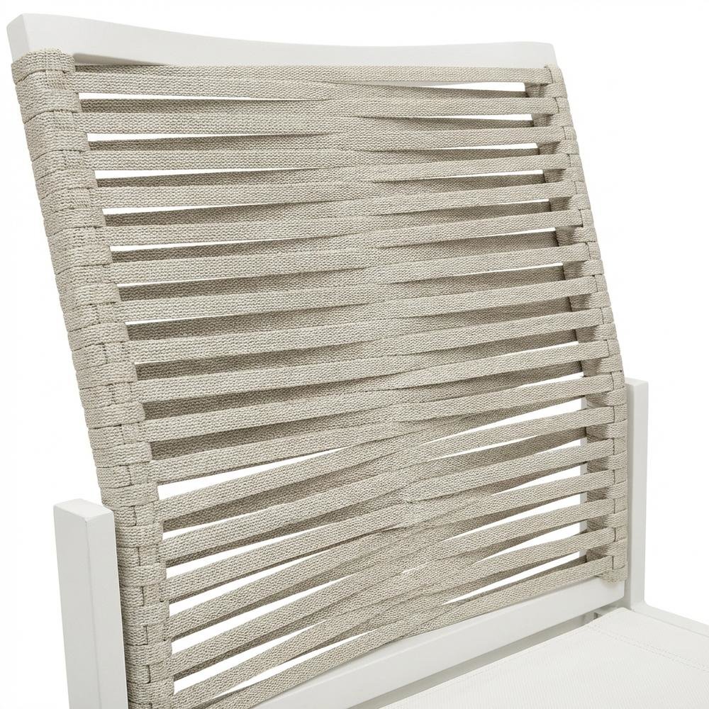 Beige Rope Fabric Outdoor Dining Side Chair Set Of 2 With Contemporary Style