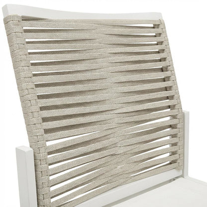 Beige Rope Fabric Outdoor Dining Side Chair Set Of 2 With Contemporary Style