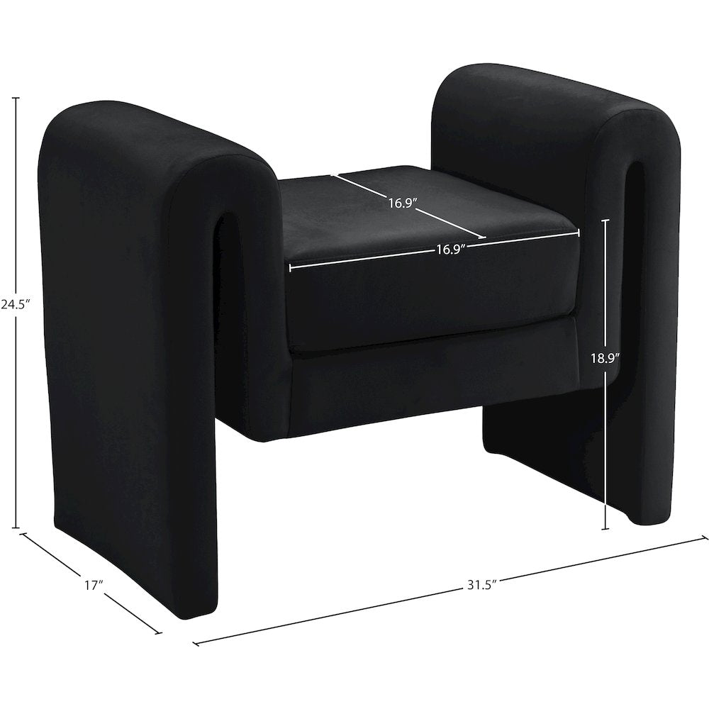 Sloan Black Velvet Bench