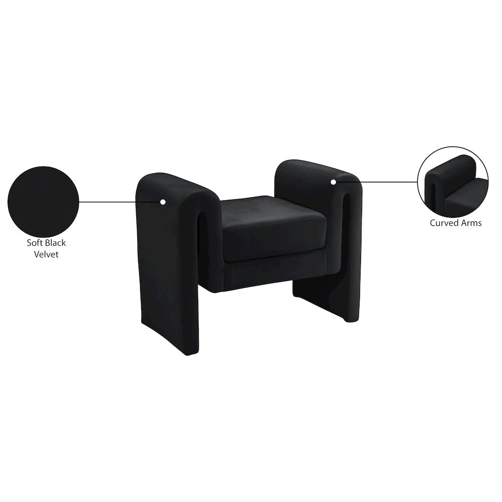Sloan Black Velvet Bench