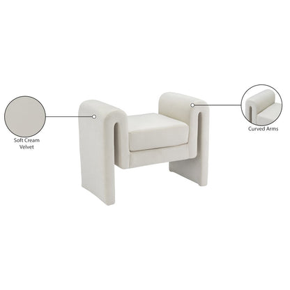 Sloan Cream Velvet Bench