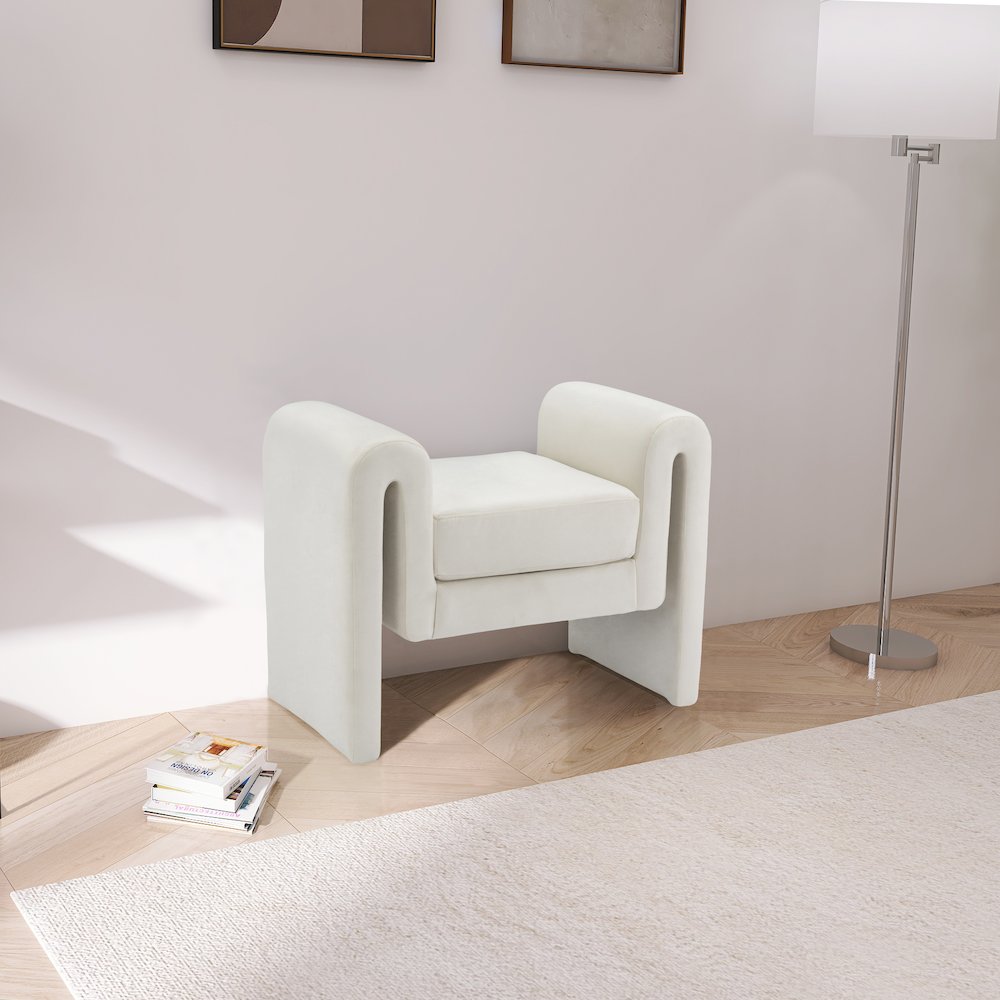 Sloan Cream Velvet Bench