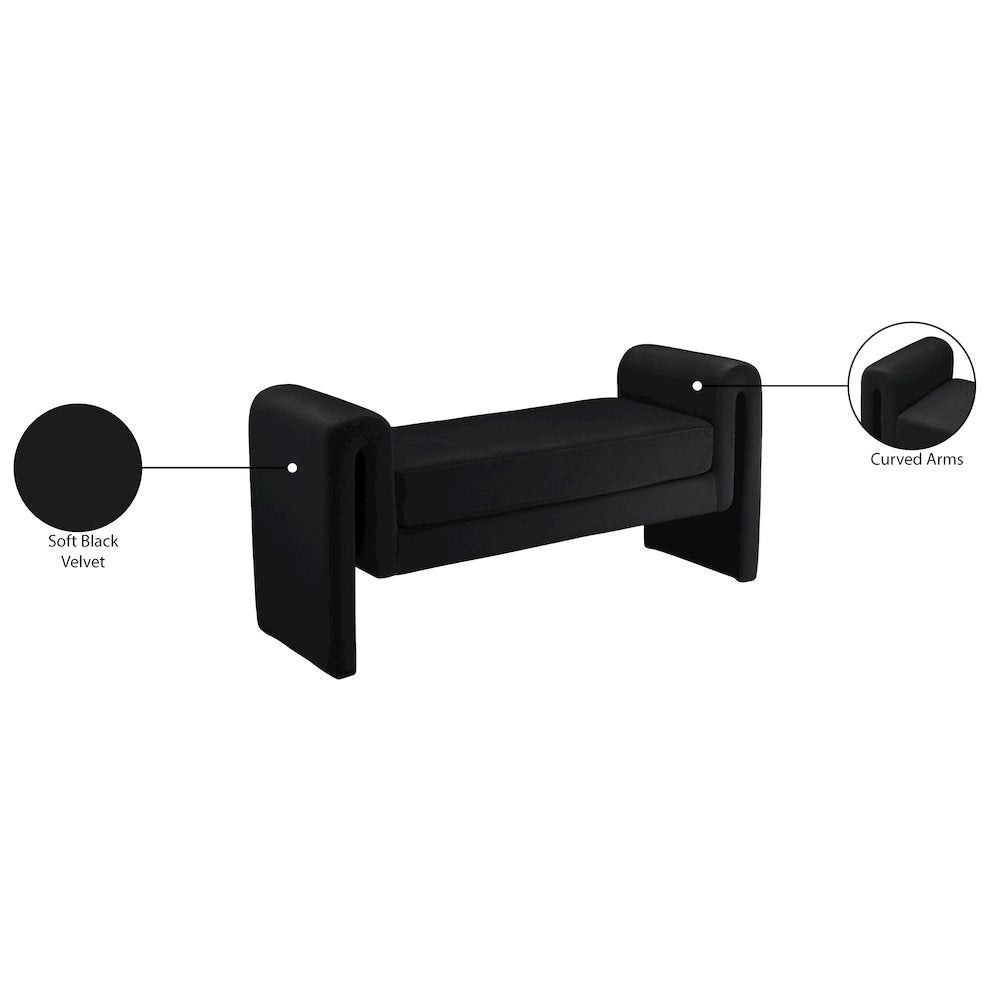 Sloan Black Velvet Bench