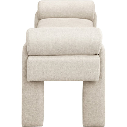 Stefano Beige Polyester Fabric Bench