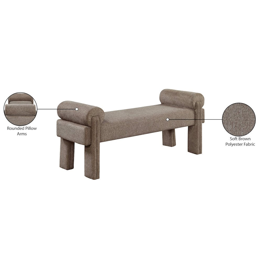 Stefano Brown Polyester Fabric Bench