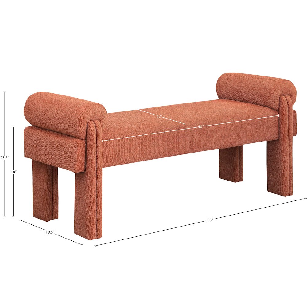 Stefano Cognac Polyester Fabric Bench