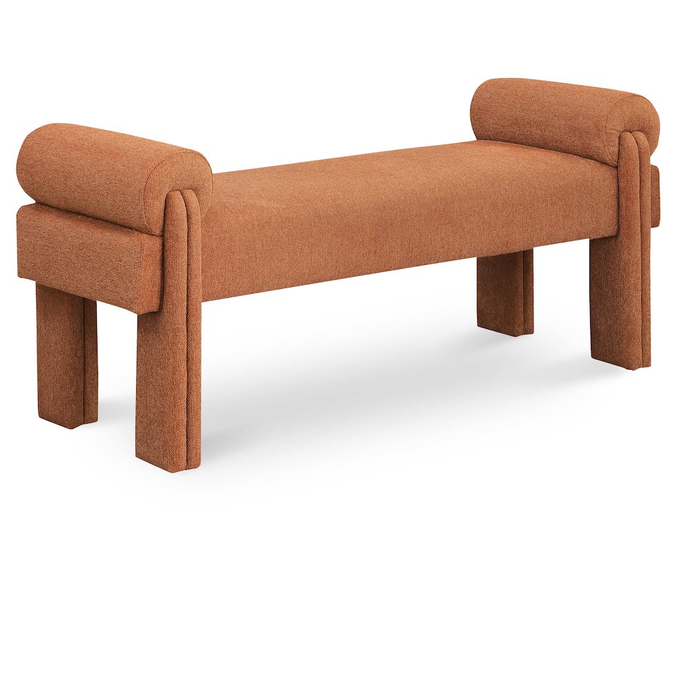 Stefano Cognac Polyester Fabric Bench
