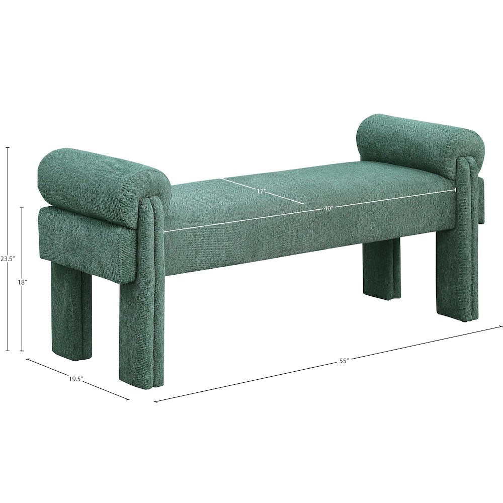 Stefano Green Polyester Fabric Bench