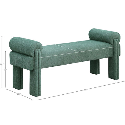 Stefano Green Polyester Fabric Bench
