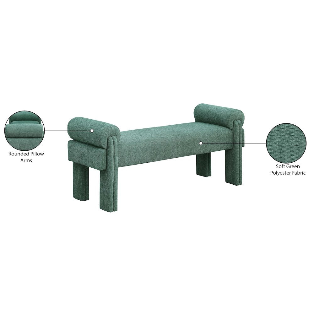 Stefano Green Polyester Fabric Bench