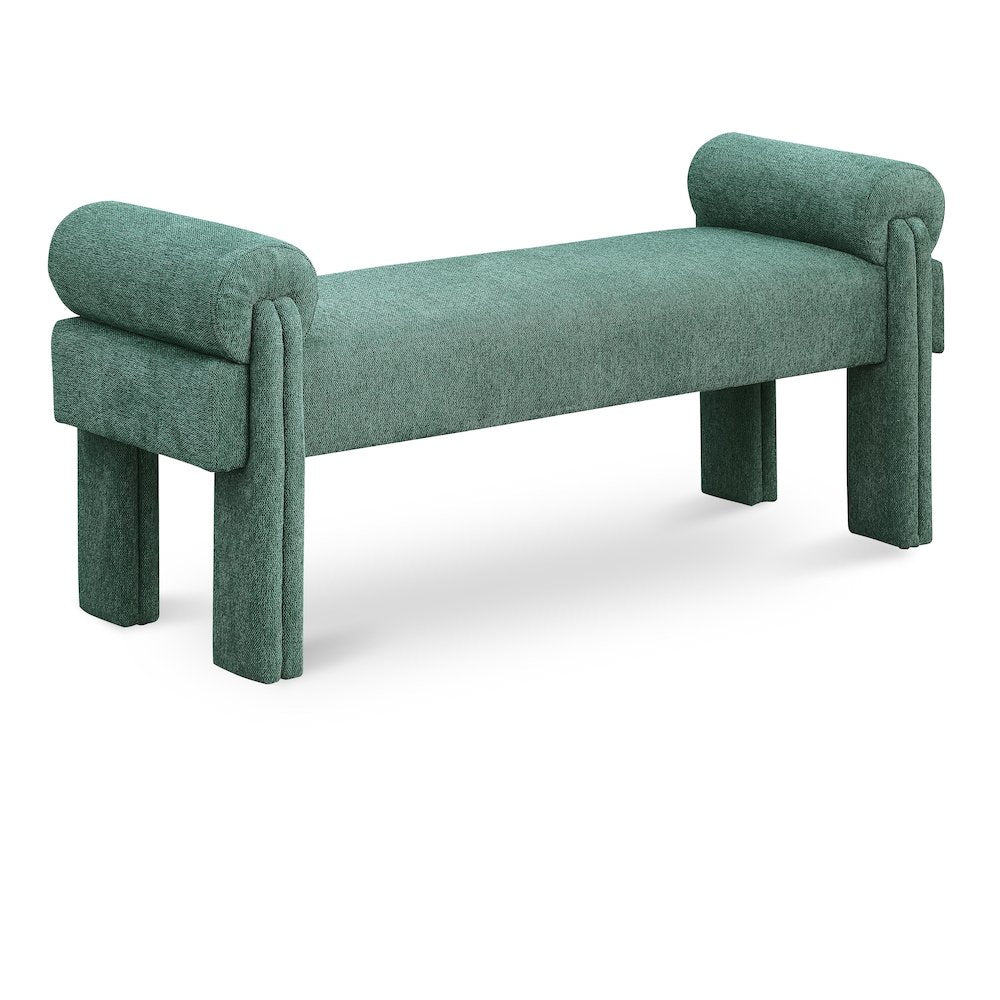 Stefano Green Polyester Fabric Bench