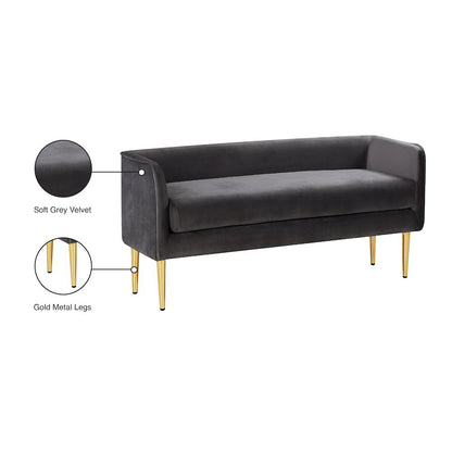 Audrey Grey Velvet Bench