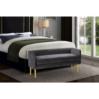 Audrey Grey Velvet Bench