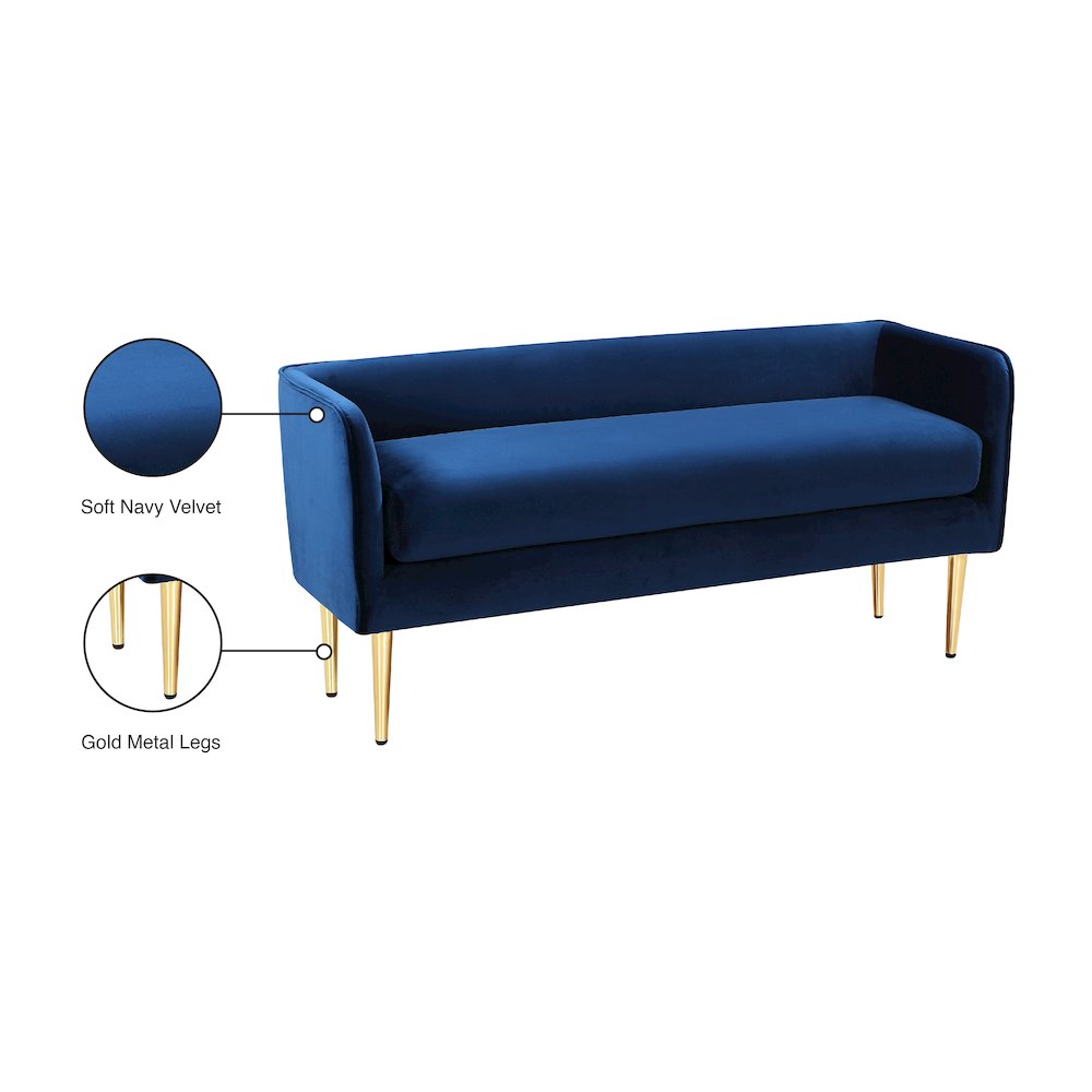 Audrey Navy Velvet Bench