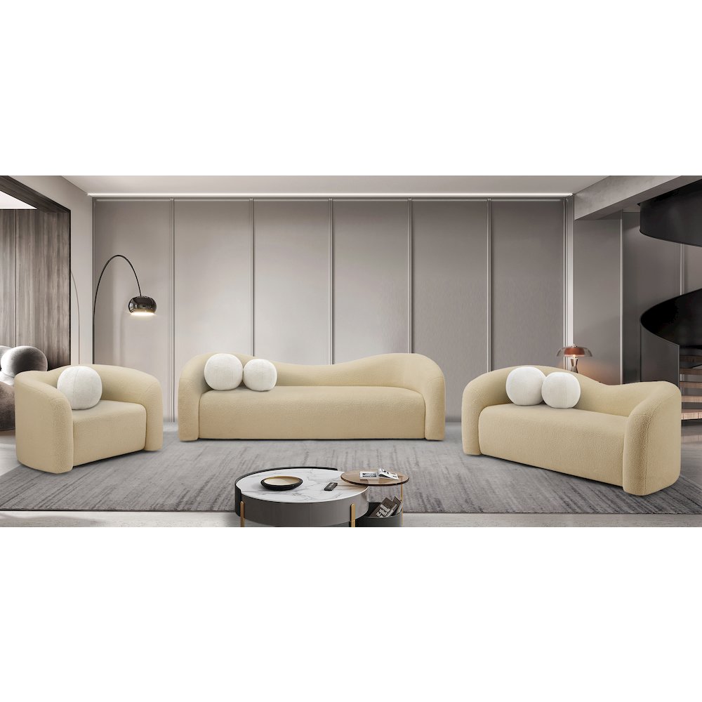 Kali Beige Faux Shearling Teddy Fabric Chair