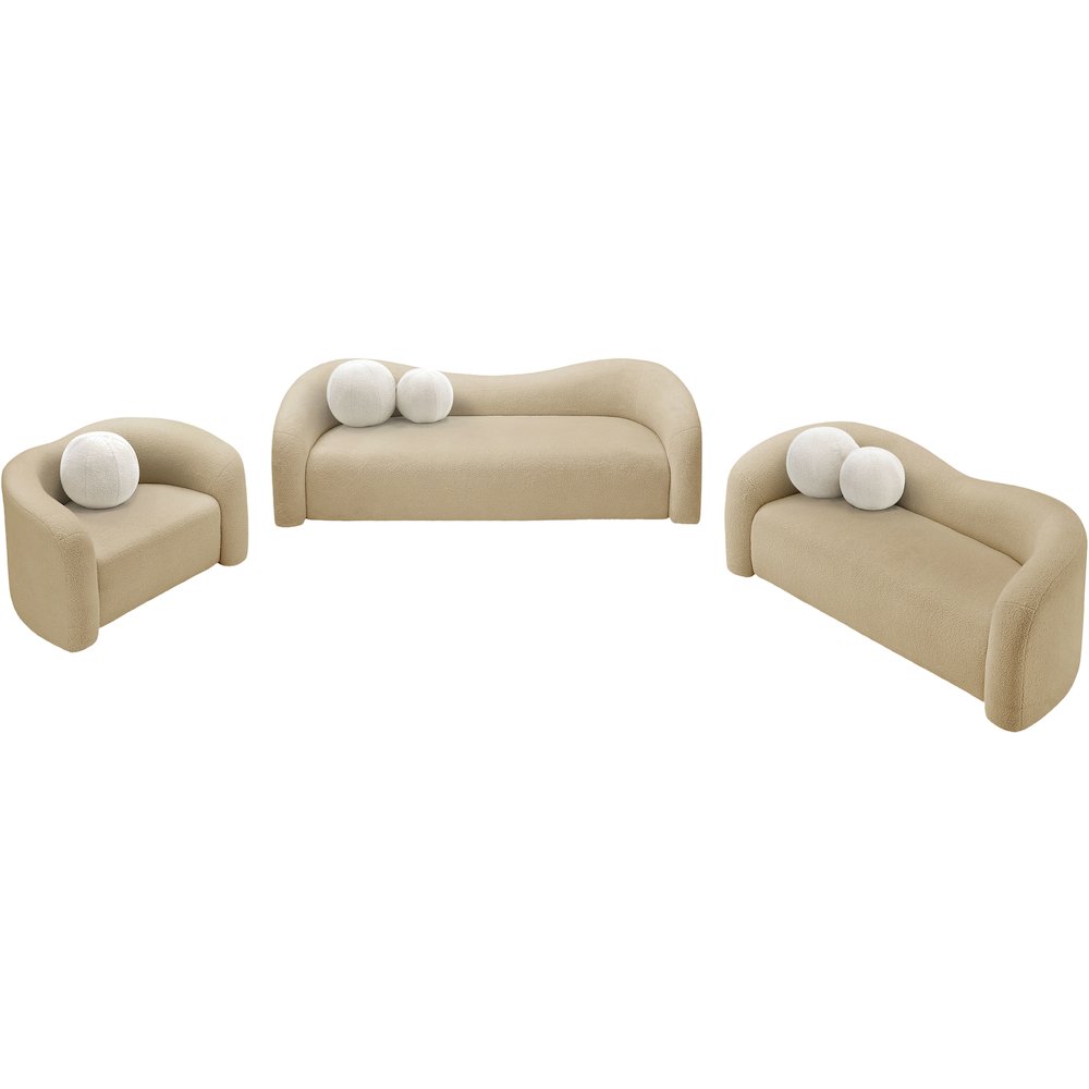 Kali Beige Faux Shearling Teddy Fabric Chair