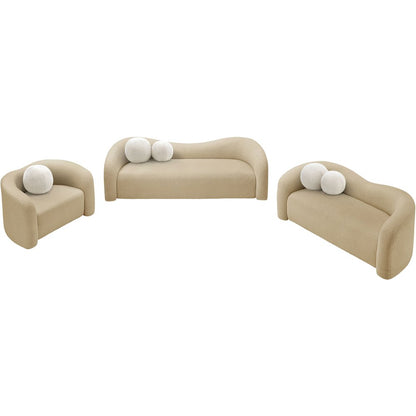 Kali Beige Faux Shearling Teddy Fabric Chair