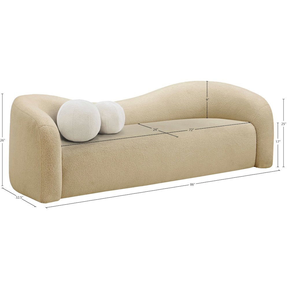 Kali Beige Faux Shearling Teddy Fabric Sofa