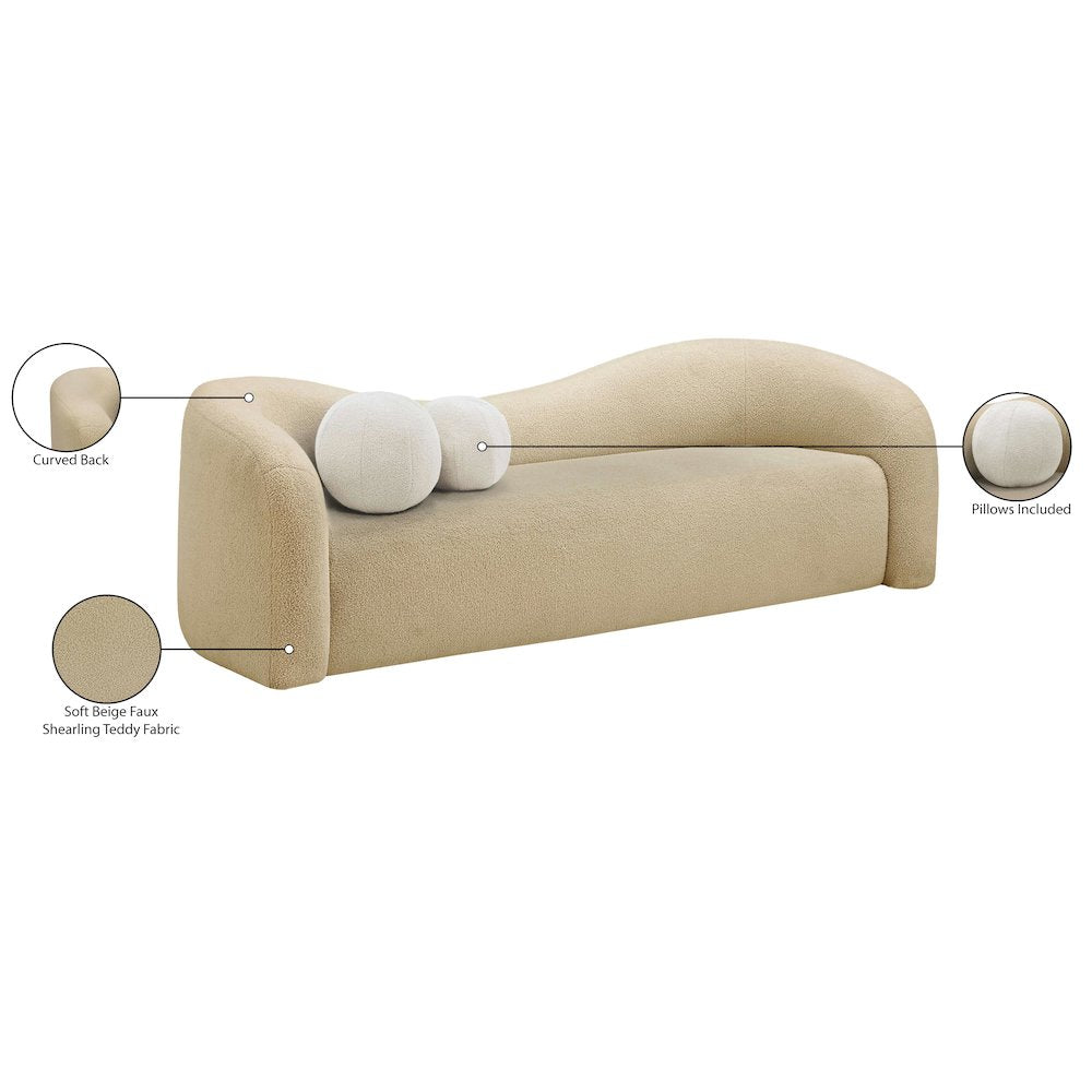 Kali Beige Faux Shearling Teddy Fabric Sofa