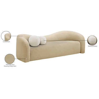 Kali Beige Faux Shearling Teddy Fabric Sofa