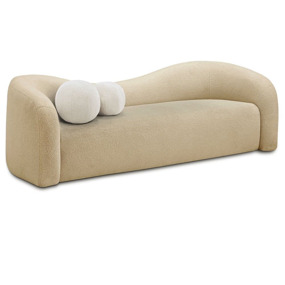 Kali Beige Faux Shearling Teddy Fabric Sofa