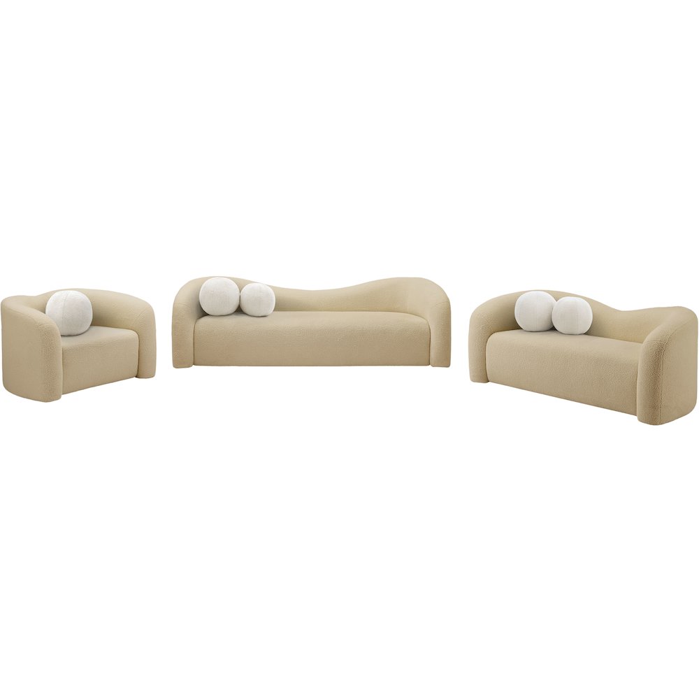 Kali Beige Faux Shearling Teddy Fabric Sofa