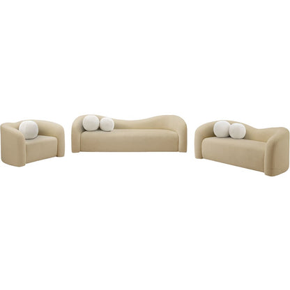 Kali Beige Faux Shearling Teddy Fabric Sofa