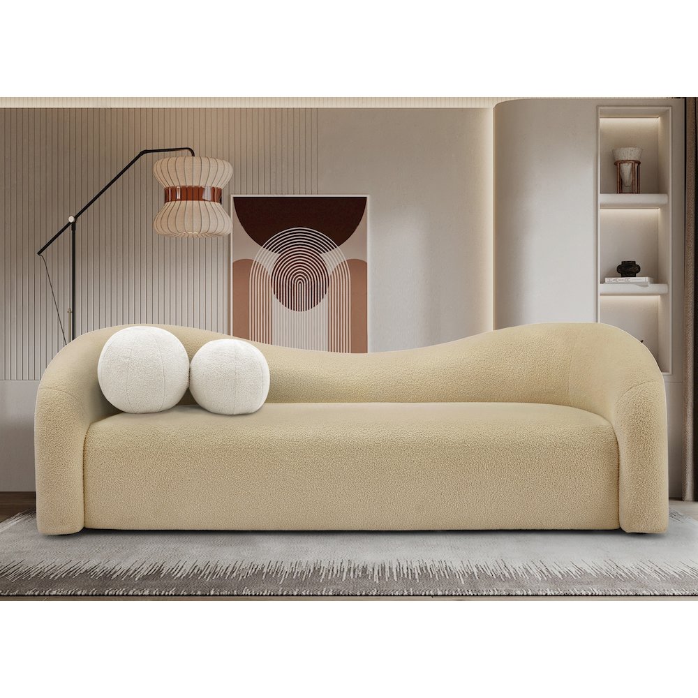 Kali Beige Faux Shearling Teddy Fabric Sofa