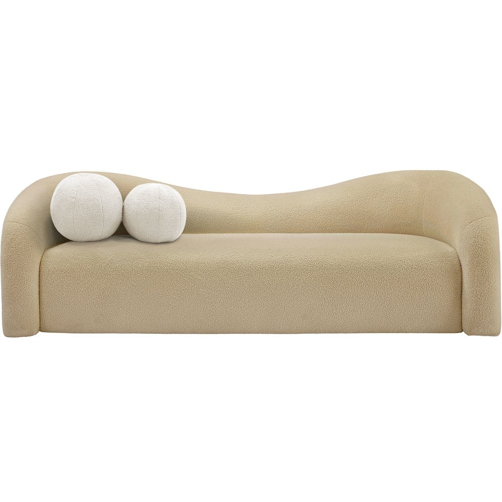 Kali Beige Faux Shearling Teddy Fabric Sofa