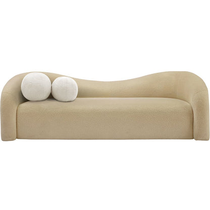 Kali Beige Faux Shearling Teddy Fabric Sofa