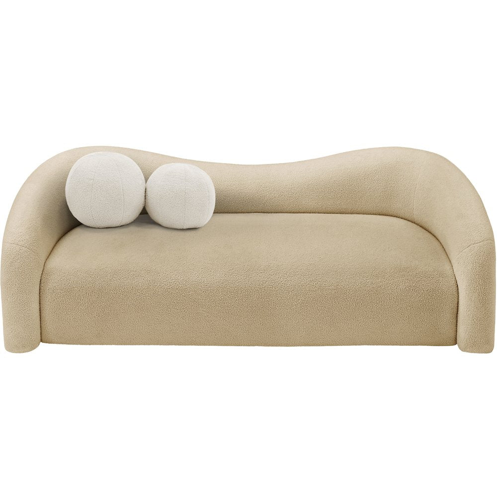 Kali Beige Faux Shearling Teddy Fabric Sofa